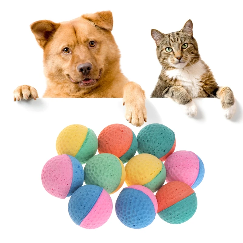 10Pcs Latex Balls Colorful Chew For Dogs Cats Puppy Kitten Soft Elastic Pet Toy 090