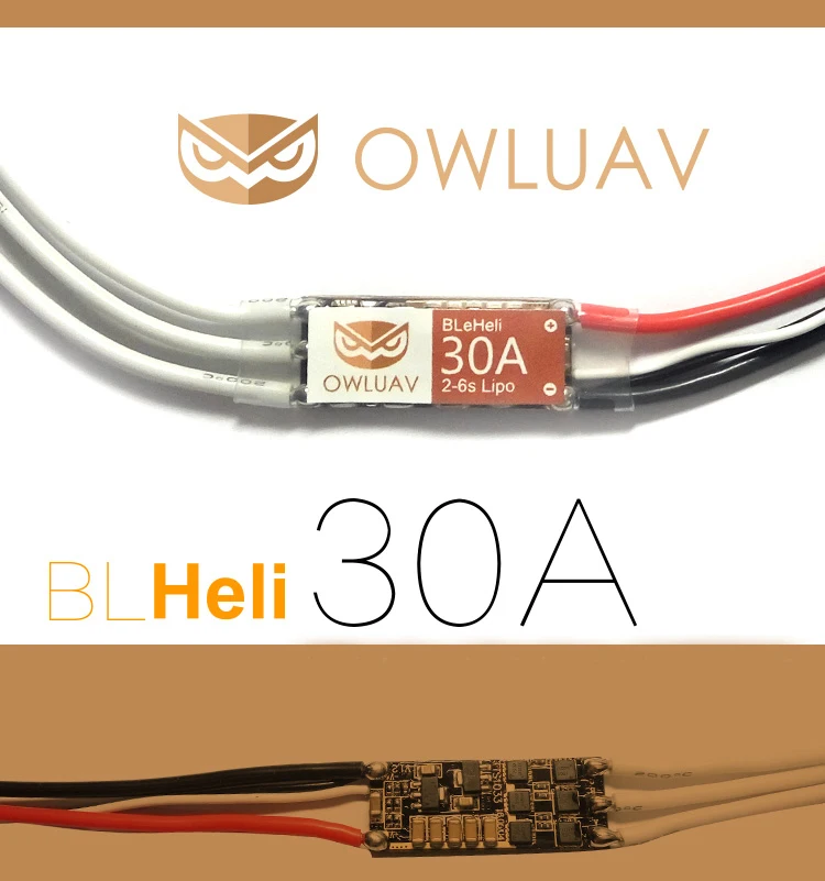 1 шт. OWLUAV 13 мм * 30 Mini ESC 2-6S 30A BLHeli BEC электронный контроллер скорости интегрированный