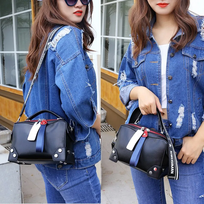 

genuine leather totes bag double zippers cow leather shoulder bags real leather crossbody bags