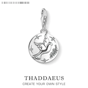 

Disc Dove Pendant Lucky Charm 925 Sterling Silver Men Women's Fashion Party Accessories Fit Bracelet Necklace