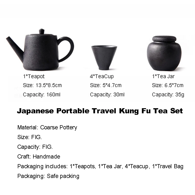  Zen Japanese Coarse Pottery Portable Kung Fu Tea Set Teapots Teacup Tea Jar Creative Ceramic Home D