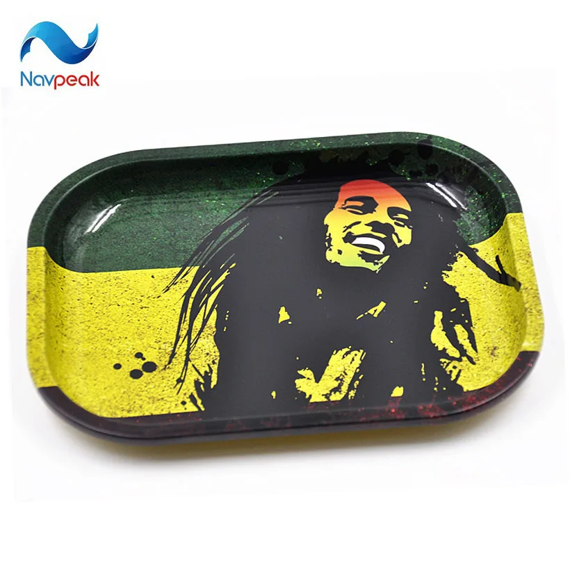 

5pcs/lot Metal Cigarette Plate Smoking Storage Tray Cigarette tray Hand Roll Paper Iron Plate Accessories 18*14cm (Random color)