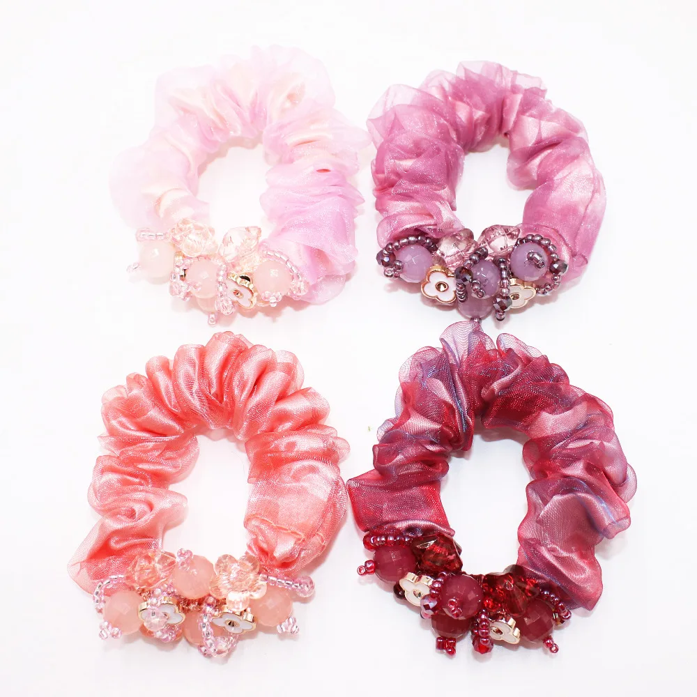 

1Pcs big size women headdress head flower hair accessories Rhinestones hair ring hair rope candy-colored Ponytail Special