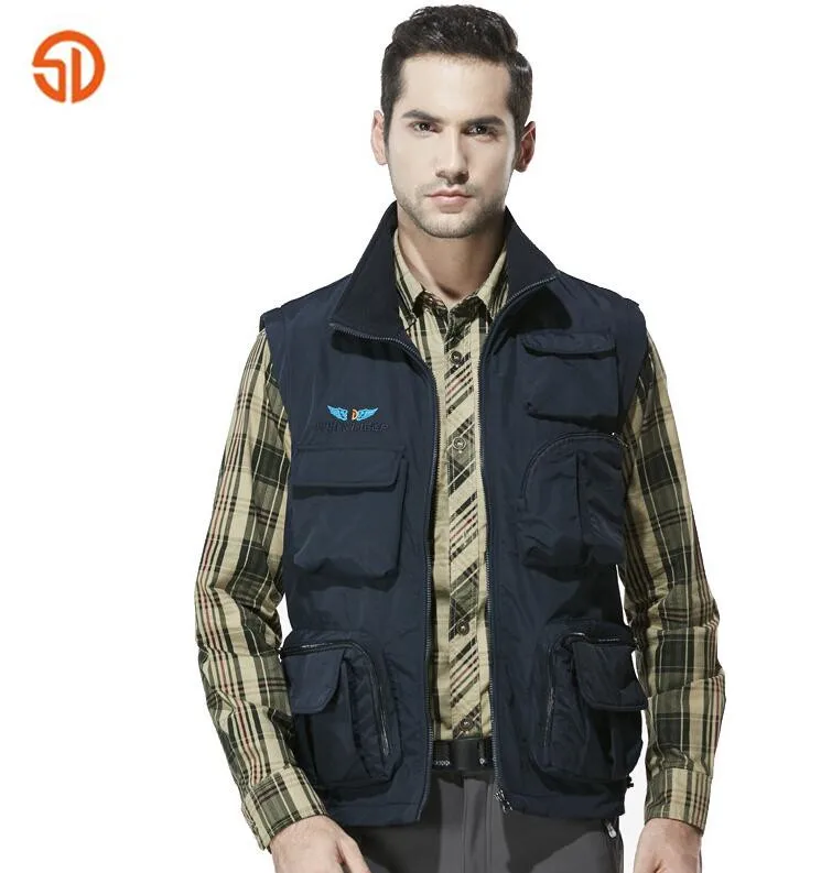 SD New outdoor hiking Camping Quick drying thin multi pocket vest men's photography sleeveless