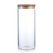 ONEISALL 1000 мл боросиликатные герметичные стеклянные банки Стеклянная банка для хранения Бамбуковая баночка с крышкой банка для конфет с деревянными крышками