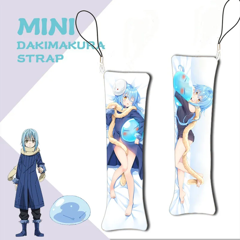 

New Anime Mini Dakimakura Tensei shitara Slime Datta Ken Keychain Rimuru Tempest Mini Pillow Hanging Ornament Phone Strap 1pcs