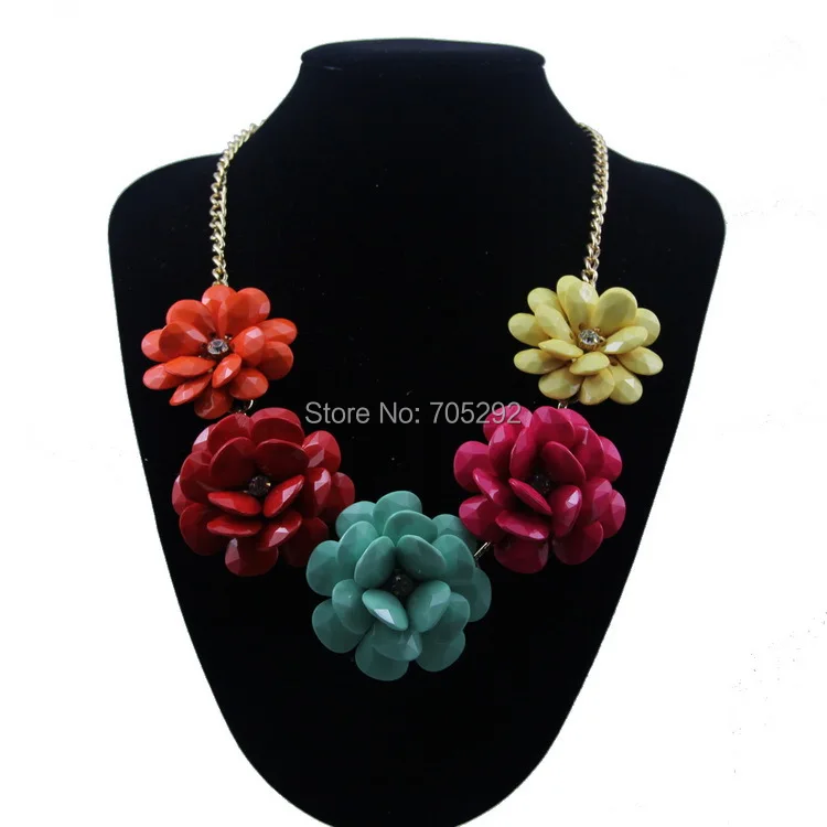 New Women Jewelry Bib Teardrop Flower Statement Fashion Necklace