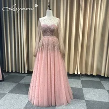 Leeymon элегантная блестящая сверкающая вечернее платье трапециевидной формы высокое качество класса Милая Вечеринка платье для выпускного вечера; robe de soiree индивидуальный заказ