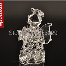 2 шт./лот, прозрачное украшение для дома в виде счастливой звезды, ангела, Рождественское украшение, Маленький Стеклянный Ангел, подарки на свадьбу, день рождения