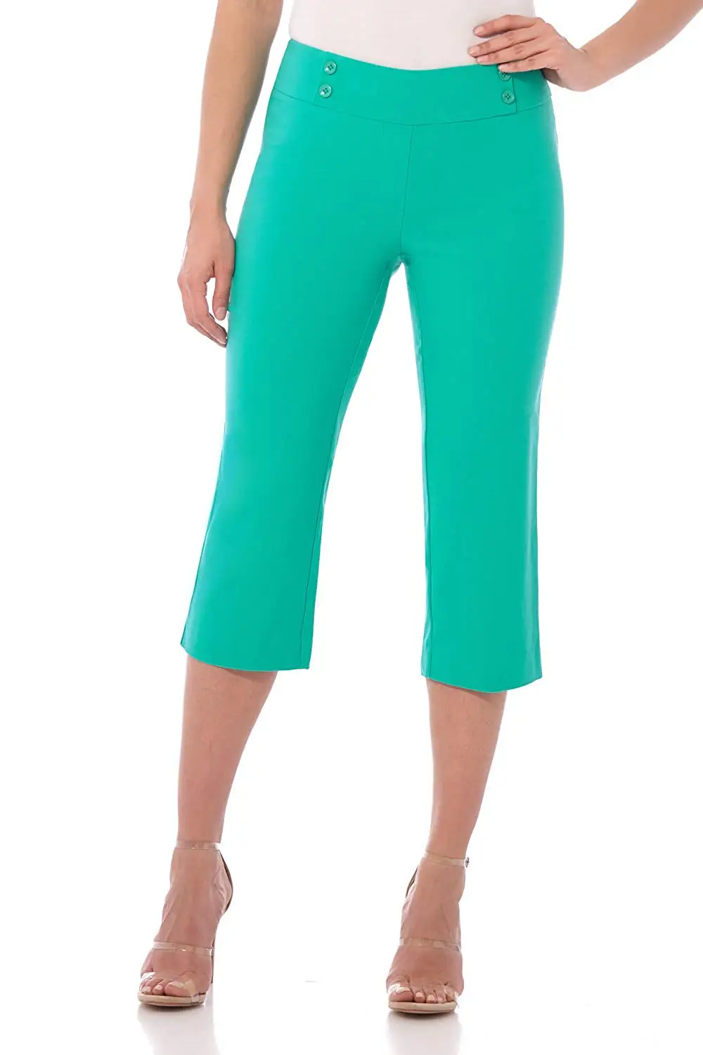 

5 pieces Women's Ease in to Comfort Fit Capri with Button Detail