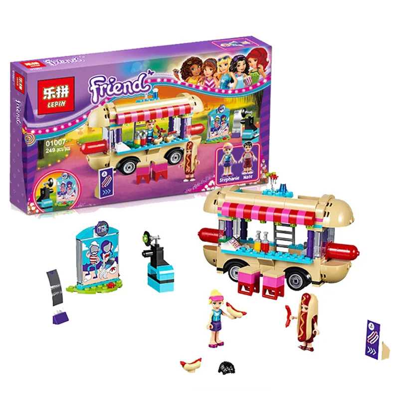 

Lepined 01007 Girl Friend Amusement Park Hot Dog Van Building Blocks Set Kids Bricks Gift Toys Compatible Lepined Friends 41129