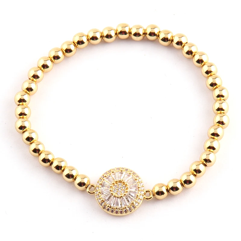 Free Shipping Copper Bead Bracelet Elastic Crystal Zircon Copper Strand