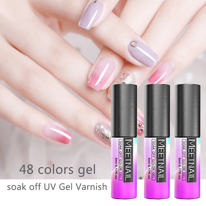 

MEETNAIL Nail Polish 5ml Purple Red Black Gray Soak Off UV Gel Polish Glue Lacquer Manicure Nail Art Varnish Tool
