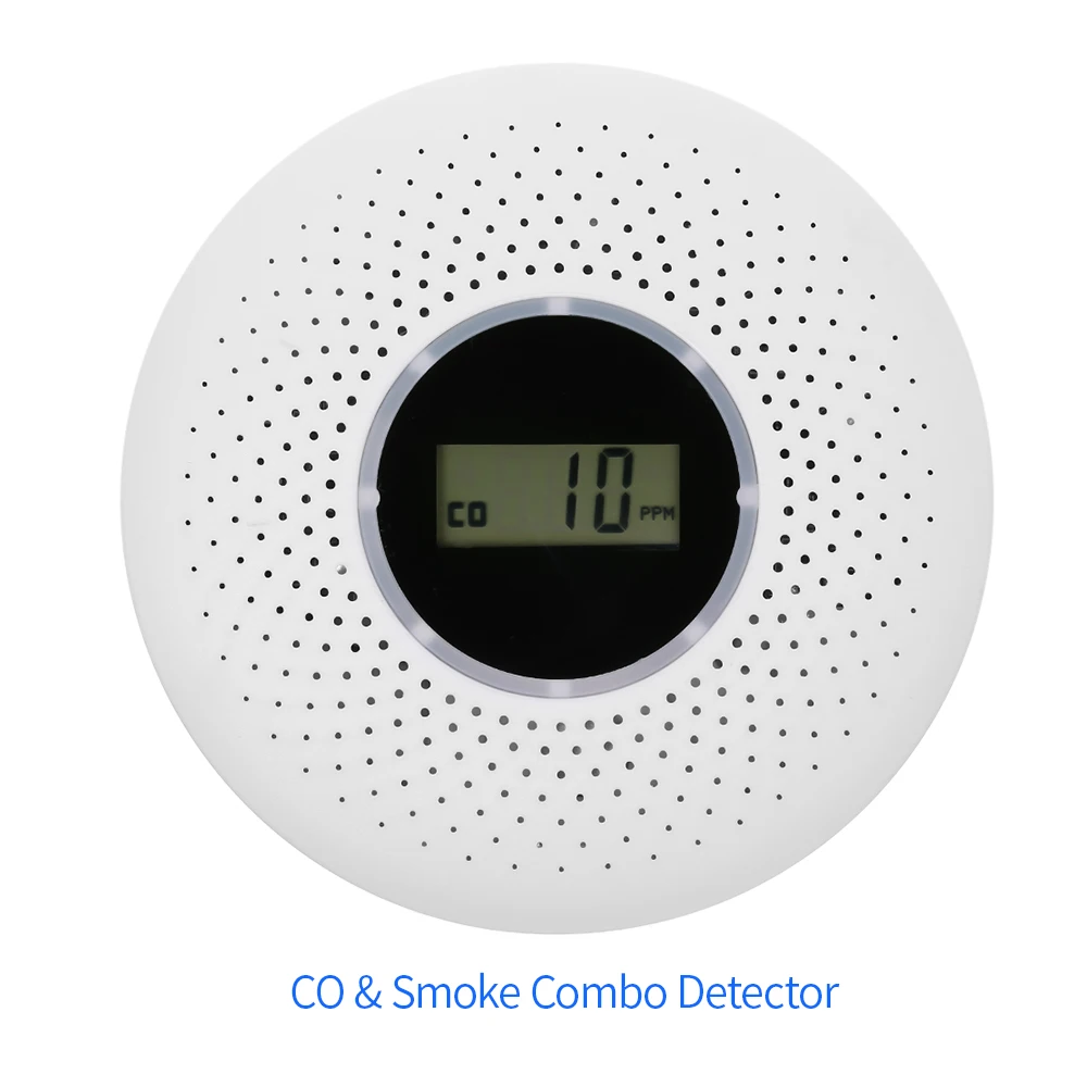 

Carbon Monoxide Detector Smoke Combination Detector 2 In 1 Liquid Crystal Display Detector With LED Light Flashing Sound Alarm