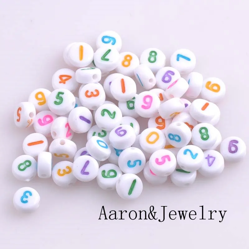 7x3mm 400Pcs Mixed Color Acrylic number Flat Round Spacer Beads Charms