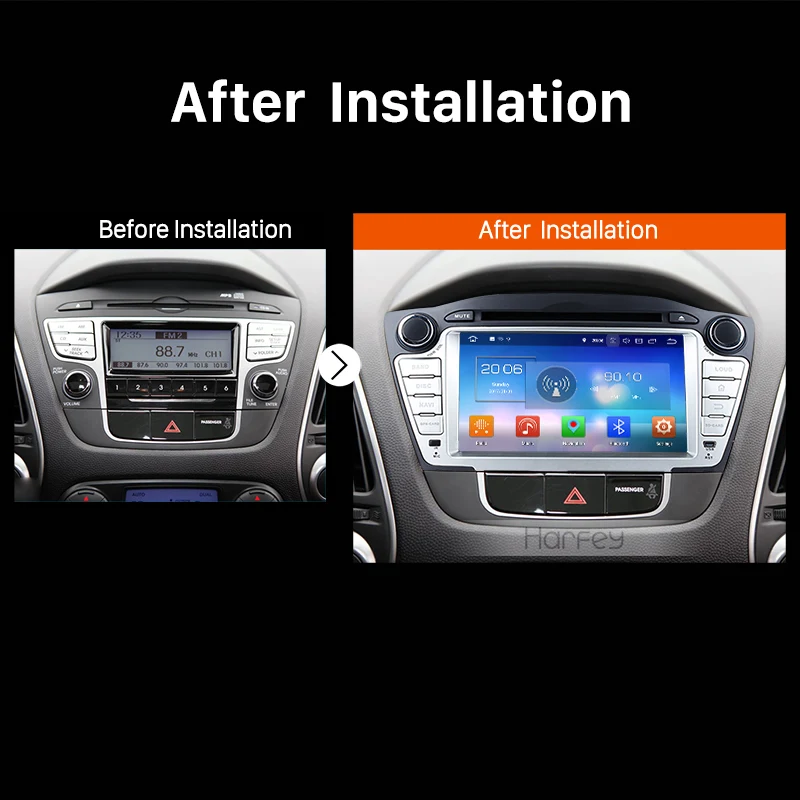 Cheap Harfey 7 inch 8-core Android 8.0 Car DVD Player GPS Navigation for 2009 2010 2011 2012 2013 2014 Hyundai with 4G+32G support 3G 5