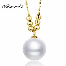 AINUOSHI роскошные бусы В18 карат желтое золото натуральный пресноводный культувированный жемчуг подвеска Цепочки и ожерелья Для женщин свадебные бусы Чиан обручальное ожерелье