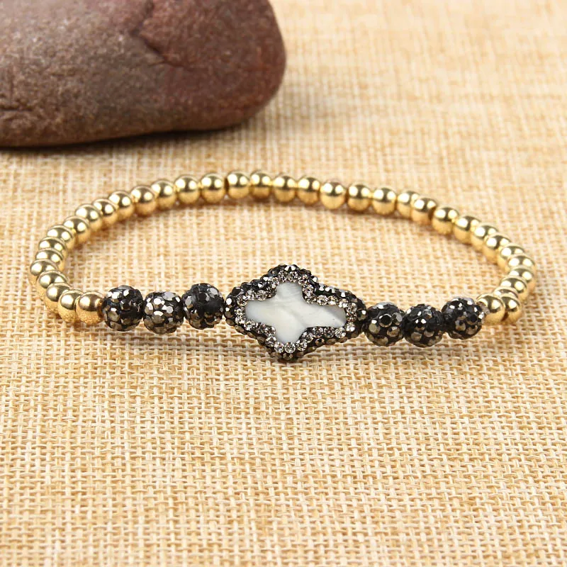 

BERBENY 2018 New Arrival Faceted Hematite Beads Bracelet Wristband Beaded Jewelry Drop 2018 Natural Stone Distance Bracelets
