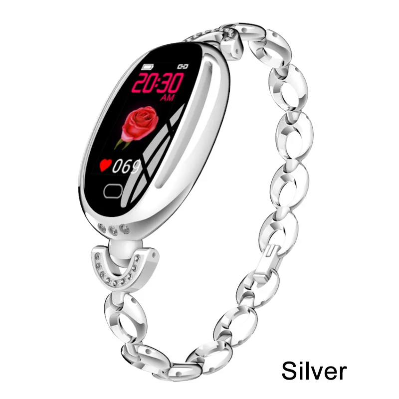 E68, женские смарт-браслет, кровяное давление, фитнес-трекер, монитор сна, женские часы, телефон, смарт-браслет, женские Смарт-часы - Цвет: Silver