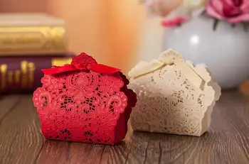 

500 pcs Free Shipping Red/ White/ Gold/ Navy Blue Laser Cut Wedding Favor Boxes Candy Box Casamento Wedding Favors And Gifts