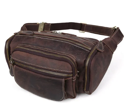 Поясная Сумка Crazy Horse Мужская винтажная из натуральной кожи|bag waist|waist packbag waist pack |
