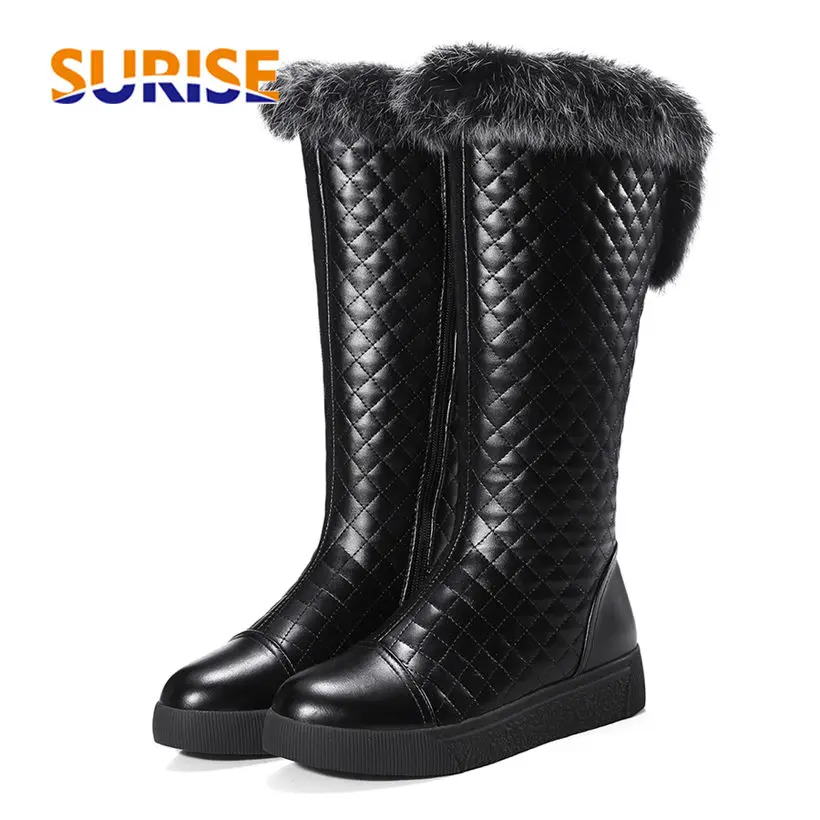 

Women Mid-calf Snow Boots 3.5cm Low Thick Platform Flat Heel White Winter Casual Fur PU Leather Round Toe Zipper Plush Half Boot