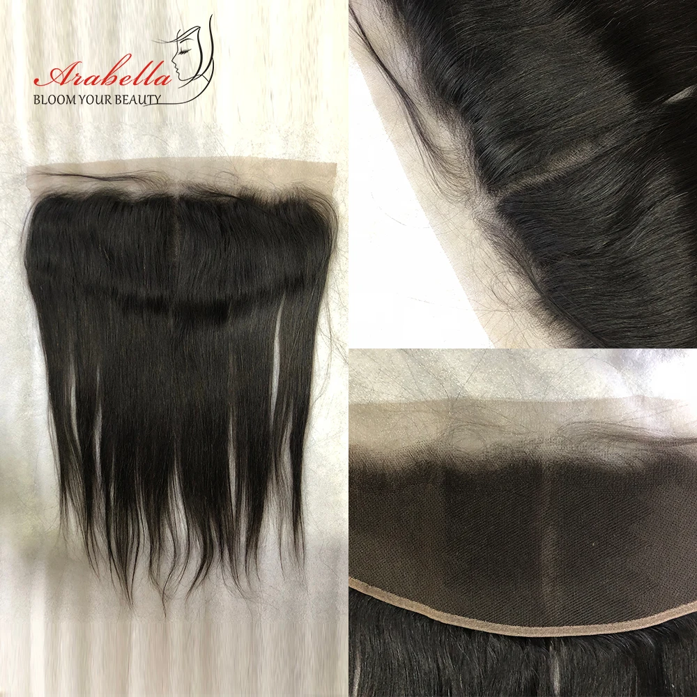 Transparent 13×4 Lace Frontal Straight Hair Natural Arabella PrePlucked Bleached Knots Lace Frontal Closure