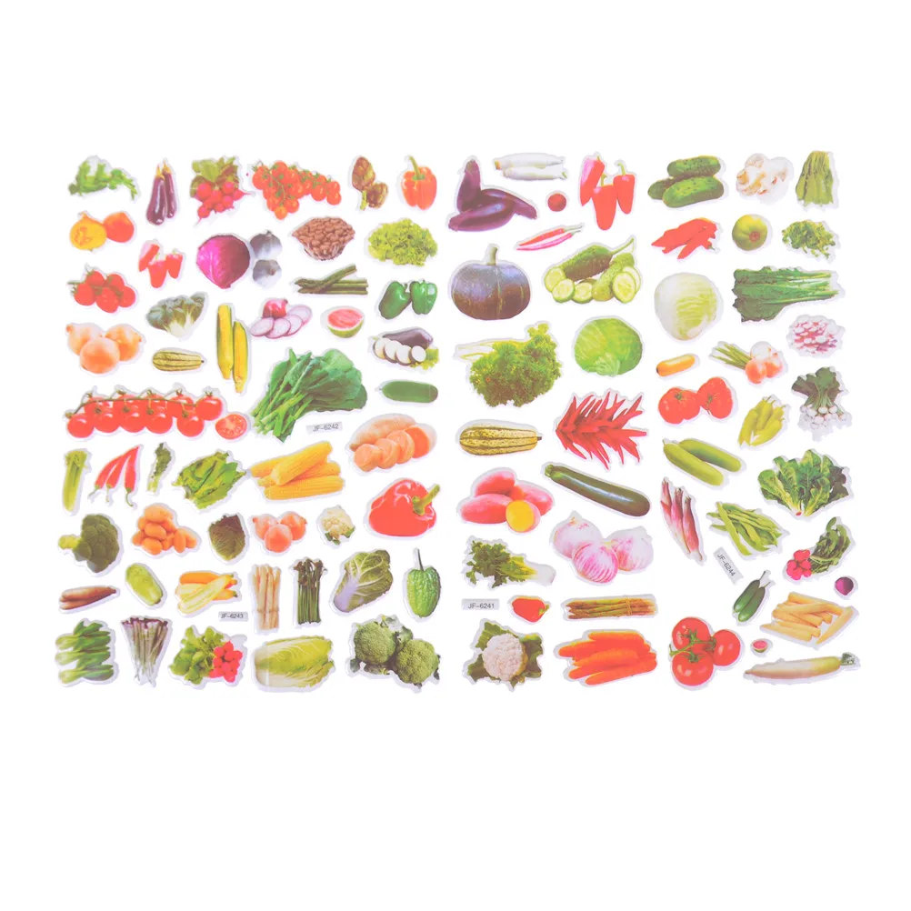 

5pcs Emoji Reward Kids Toys Vegetables Tomatoes Scrapbooking Bubble Stickers Factory Direct Sales