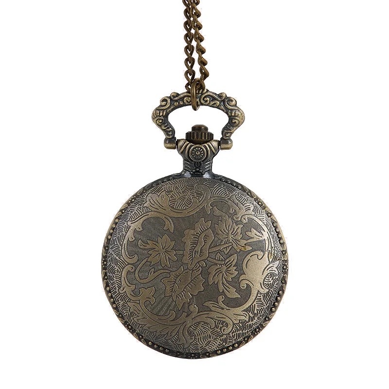Shellhard 1pc Bronze Colorful Dial Rome Number Quartz Pocket Watch Necklace Pendant Turntable Pattern Vintage Pendant Necklace