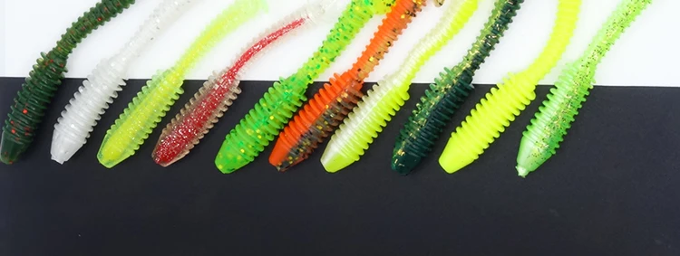 Artificial Bait 40pcs 7.5cm 3.5g Pesca Worm Swimbait Jig Head Soft Lures Shad Fly Fishing Silicon Rubber Fishing Lure Tackle (8)