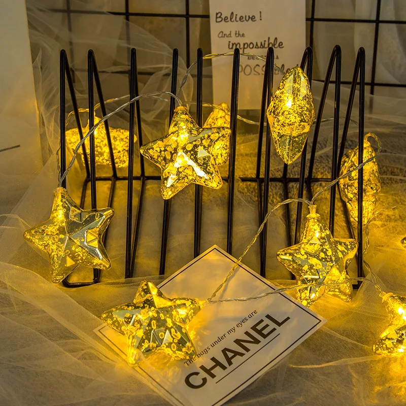 

BTgeuse 1M 3M Plating Star LED Garland Bulbs String Fairy Lights For Halloween Christmas Party Home Decoration