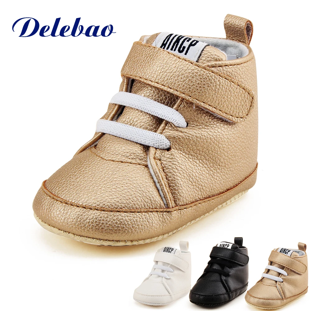 

Delebao High State Department With Magic Stickers Leather Baby Shoes 2017 Sleek Sneakers Fashion First Walkers