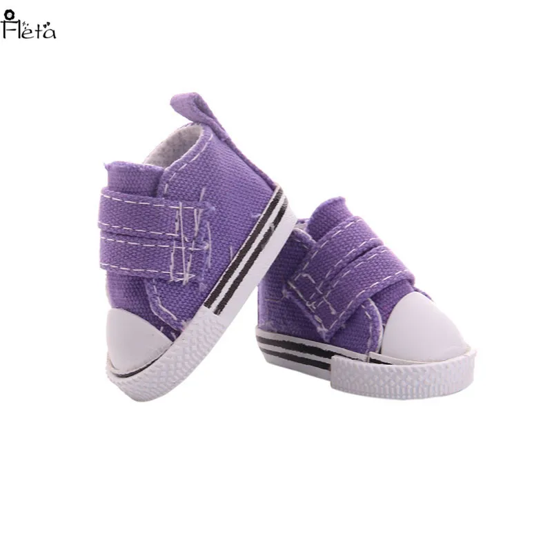 

Fleta Handmade American doll 5cm purple Canvas shoe Fit 14Inch American Doll Clothes best Gift n1555