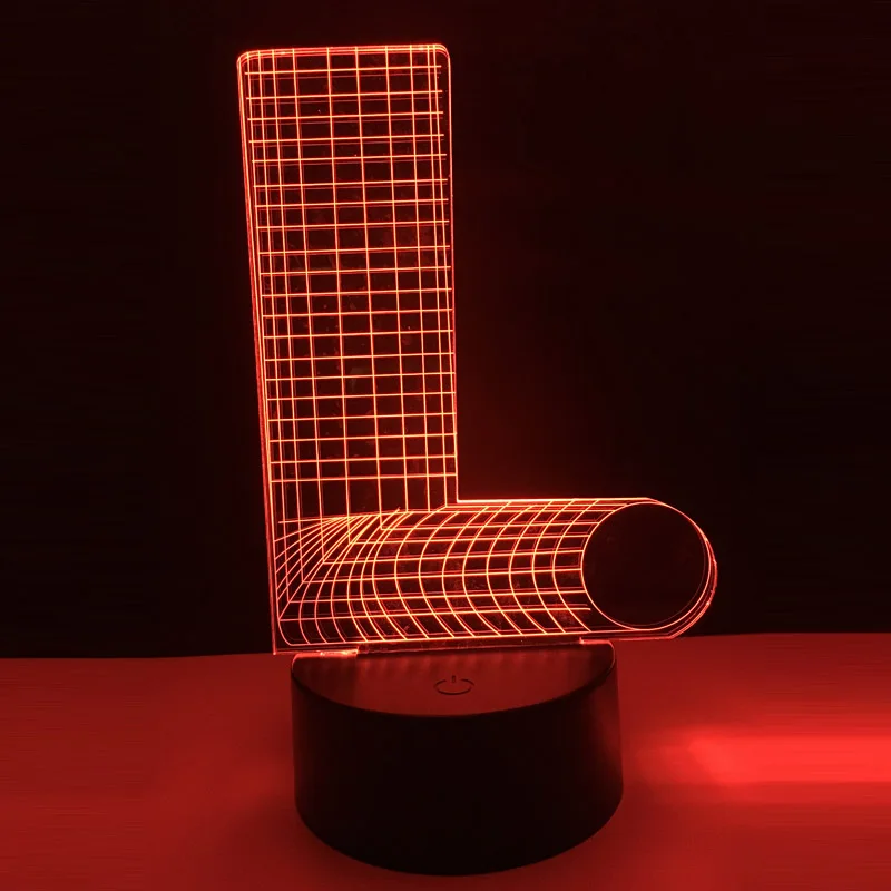 Креативная крутая 3D лампа с буквенным алфавитом L 7 цветов изменяющийся рабочий
