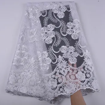 

French Tulle Lace Fabric High Quality Embroidery African Tulle Lace Fabric For Wedding Dress Nigerian Lace Fabrics A1385