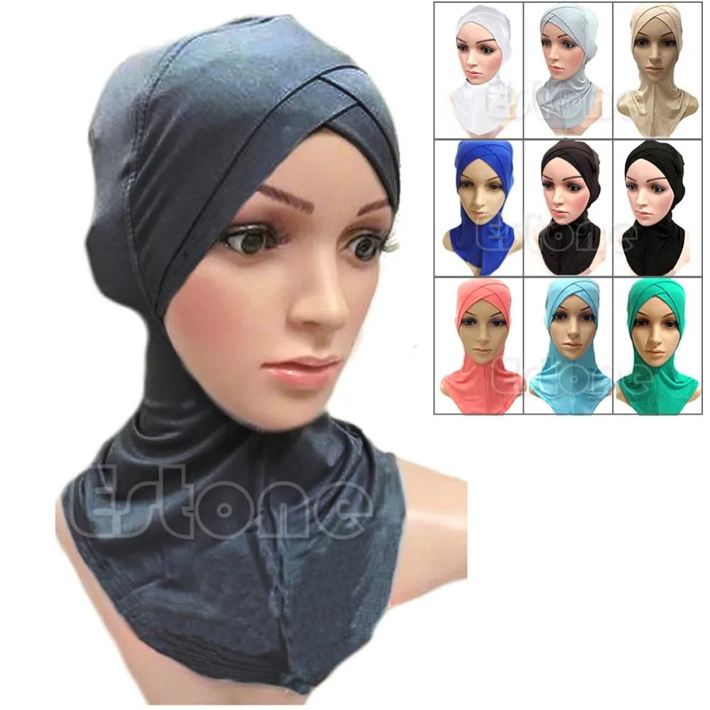 Мусульманский хлопок полное покрытие внутренние шапочки под хиджаб исламские Шляпы исламский шарф цвета