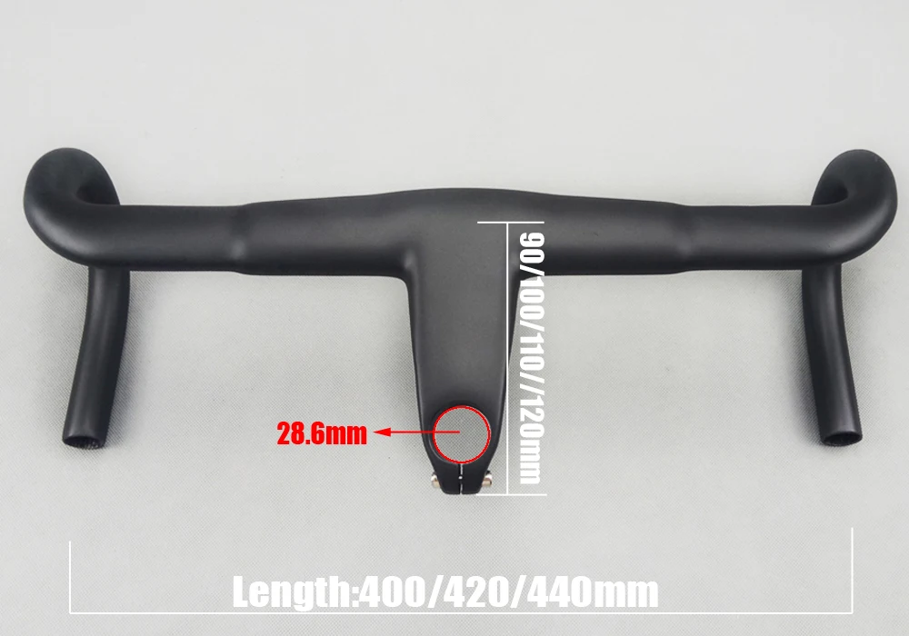 Newest No logo Carbon Handlebar Road Bike Integrated Handlebar And Stem Racing Handle Bicycle Parts 28.6*400/420/440mm 28.6mm