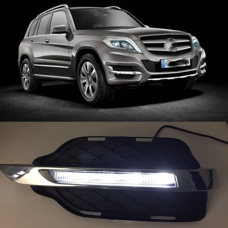 

Car Flashing For Mercedes Benz W204 GLK300 GLK350 GLK500 2013 2014 2015 2016 LED DRL Daytime Running Lights Front Fog Lamp cover