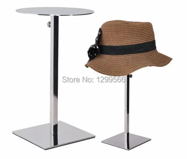2pcs Mirror Stainless Steel adjustable Hat display stand cap showing