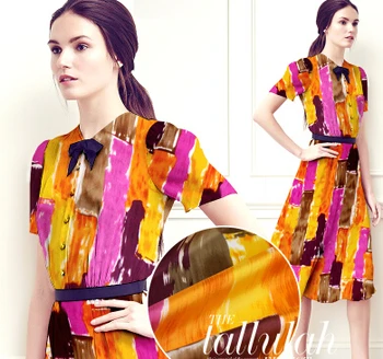 

Orange silk silk dyeing geometric summer fabric silk thin ocean spinning cloth