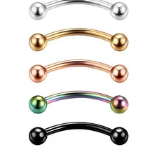 LOT50pcs пересылка, бижутерия для пирсинга,-5 цветов пирсинг для бровей Бар изогнутый пирсинг 16g пирсинг бровей
