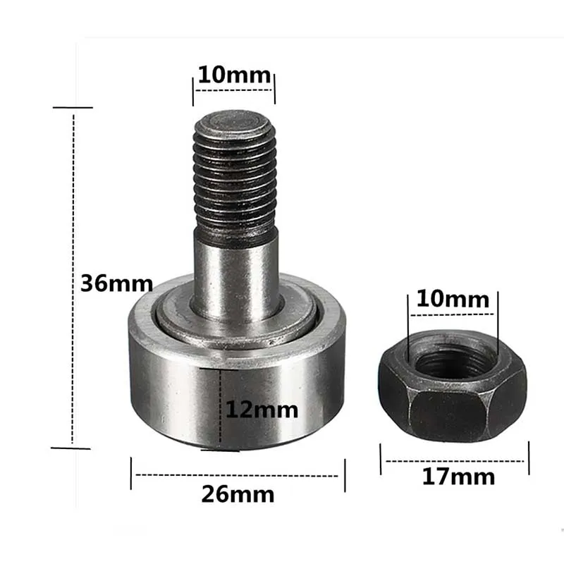 KR26 Roller Bearings 26mm Cam Follower Bearing Cam Follower Needle Roller Stud Type Track Bearing 10mm Bolt