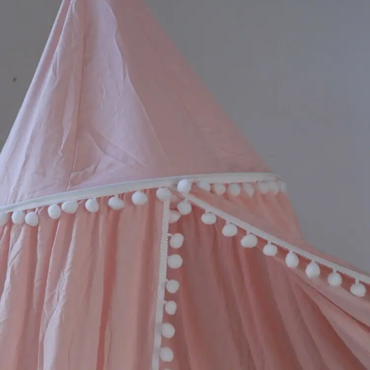Скандинавский стиль детский Декор для игровой комнаты навес белый розовый серый висячая кровать навес с кисточкой мяч фото реквизит Принцесса комната свадьба - Цвет: Розовый