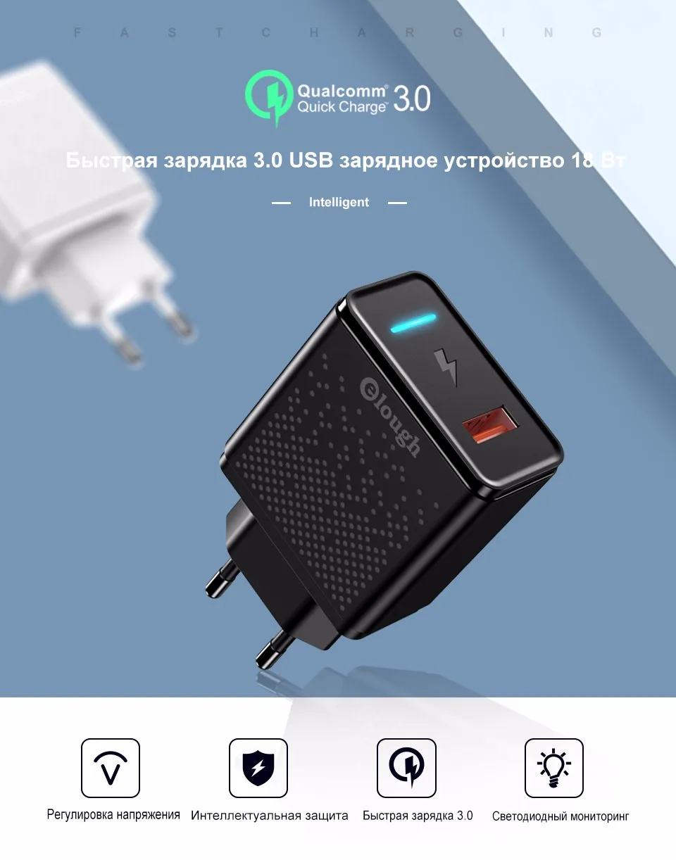 Elough EU Daul USB зарядное устройство для samsung Xiaomi huawei iPhone EU 2.4A Быстрая зарядка для мобильных телефонов адаптер питания