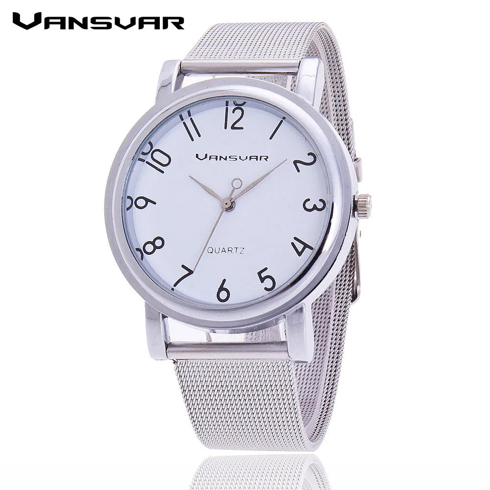

Vansvar Fashion Women Wrist Watch Silver Band Watch Casual Ladies Quarzt Watch Relogio Feminino