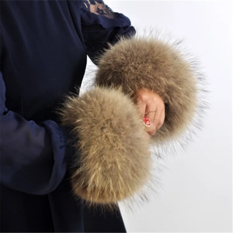 Goedkoop Real hoogwaardige wasbeer bont manchetten manchetten bont accessoires