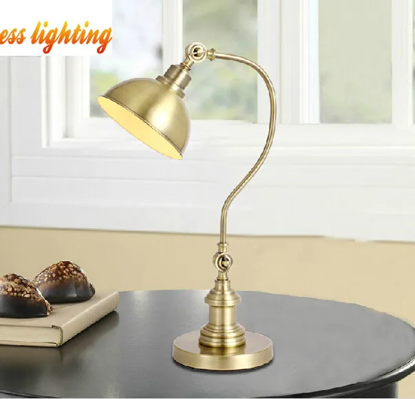 Buy Wrought iron table lamp antique copper retro study
