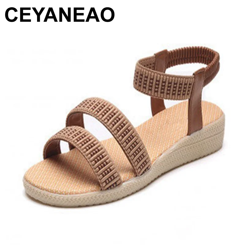 

CEYANEAO Summer women flat sandals casual comfortable fashion woman beach shoes large size soft bottom sandals free shipping