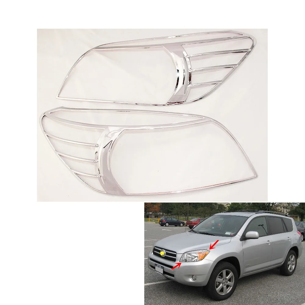 2 шт. хром обтекатель фар для Toyota XA20 RAV4 2006-2012 головка лампы оболочка рамка для декоративные аксессуары для автомобиля