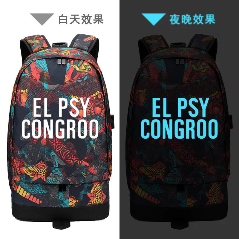

2018 Street Style USB Charging Laptop Backpack EL PSY CONGROO Printing Backpack Steins Gate Canvas School Bags Travel Backpack